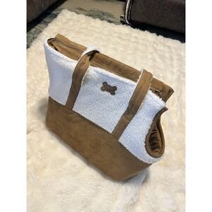 Koolaburra by UGG Faux Suede and Sherpa Pet Carrier Up To 25 Pounds White + Tan